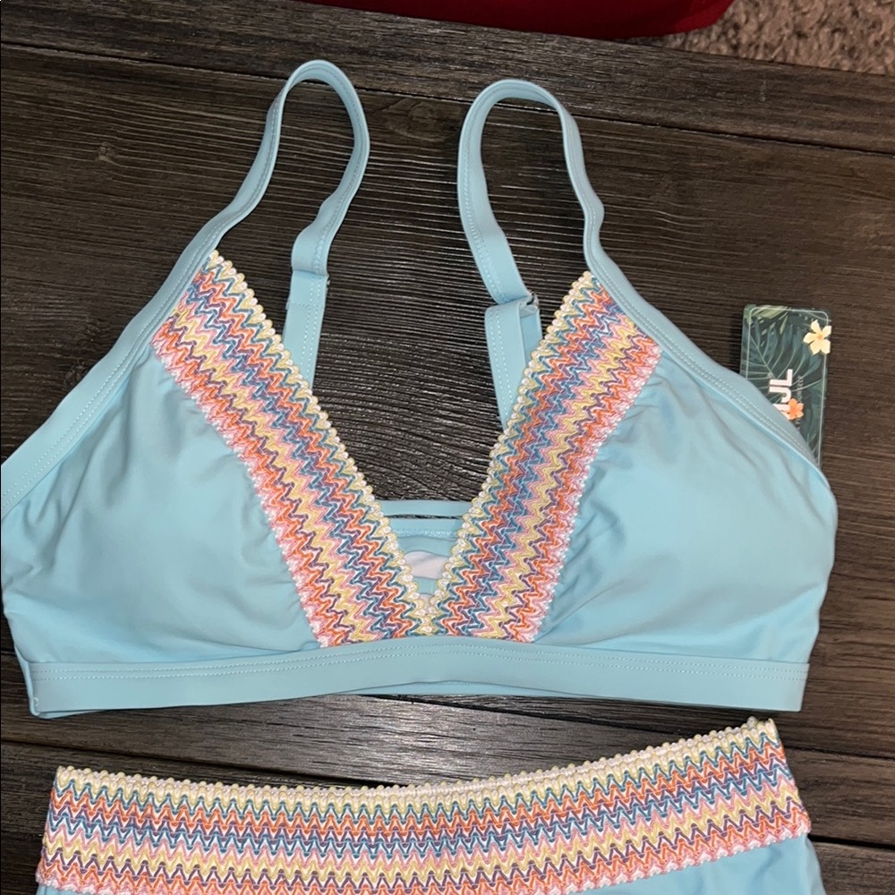 Blue Multicolor Bikini Set tummy control size medium